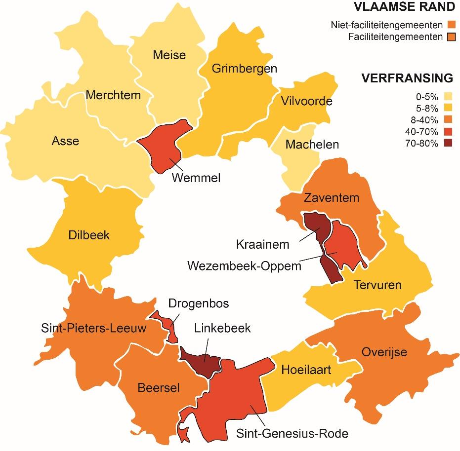 3 VIVES BRIEFING 2018/01 BELANGRIJKSTE RESULTATEN 1. Bij de Kamerverkiezing van 2014 werd 14,5% van de geldige stemmen in de Vlaamse Rand uitgebracht op Franstalige lijsten.