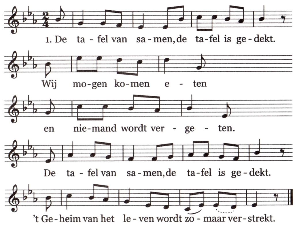 Uitleg en verkondiging Zingen: Gezang 274: 1, 3, 5, 7 - DIENST VAN HET DELEN - Inzameling van de gaven Orgelspel tijdens inzameling: "Schmücke dich, o liebe Seele" (Gezang 355), Gustav