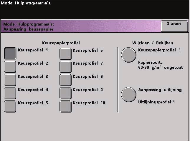 U gaat terug naar het scherm Aanpassing keuzepapier: 14.