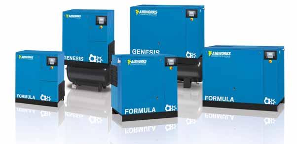 AIRWORKS FORMULA SCHROEFCOMPRESSOREN 5,5 TM 30 KW STANDAARD UITVOERING VAST TOERENTAL EN FREQUENTIE GEREGELD De Airworks Formula/Genesis serie zijn de standaard in de productie van kwaliteits