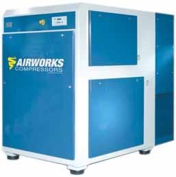 Airworks RS Industriële Schroefcompressoren TECHNISCHE SPECIFICATIES: Spanning400 volt Vermogen Werkdrukken 7,5 kw 90 kw Vanaf 5,5 kw inclusief ster-driehoek schakeling 7,5, 10, 13 en 15 bar Model kw