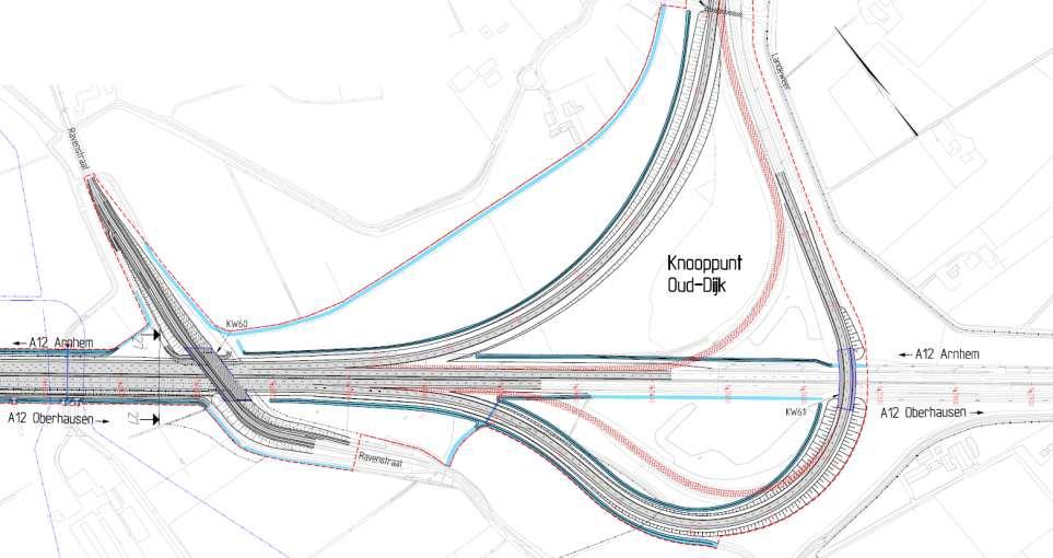 maken door gelijk het verouderde knooppunt verkeersveiliger te maken door het minder scherp maken van de huidige verbindingsbogen zoals aangegeven in figuur 3.2.4.