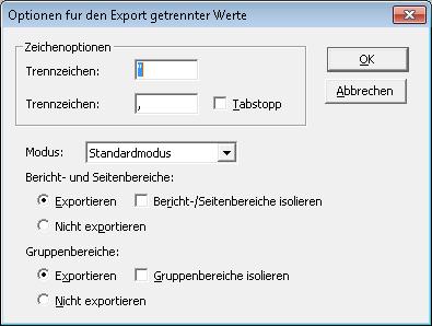 Access Professional Edition Logboek nl 19 Naast de begrenzings- en exportmodus kunt u ook rapport- en paginasecties (kolomkoppen en paginadetails) en groepsecties (geselecteerde gegevens) van export