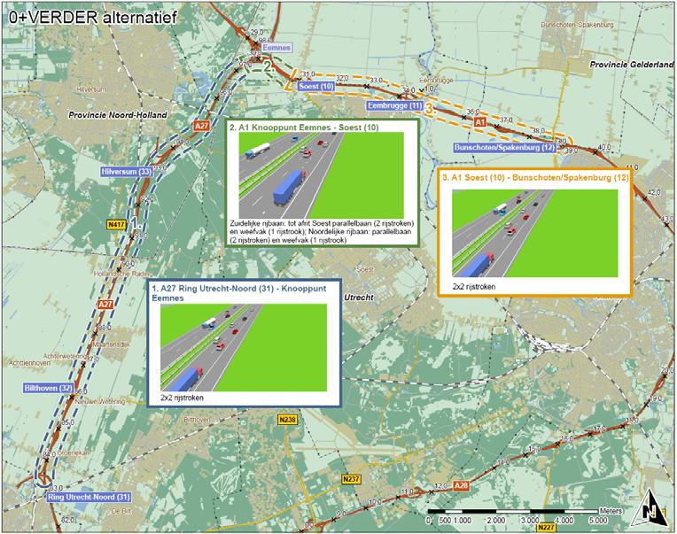 Dit betekent dat zowel de A27 als de A1 over het hele traject twee rijstroken per rijrichting heeft (ook wel aangeduid als 2x2 rijstroken).