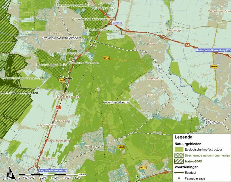 Figuur 4.4 Ligging natuurgebieden 4.14 Niet geluidsgevoelige bestemmingen Er is een aantal niet geluidsgevoelige bestemmingen aanwezig binnen het onderzoeksgebied.