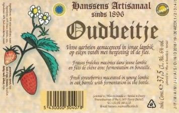 24x37,5cl Verse frambozen gemacereerd in jonge  Oudbeitje Fruitlambiek 6%