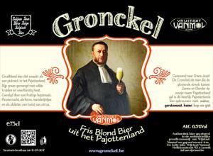 Vrijstaat Vanmol (Lennik) Gronckel Blond 6,5% vol. 24x33cl Gronckel is een goudblond ambachtelijk bier van alc. 6,5% vol. dat smaakt als een picknick in het Pajottenland.