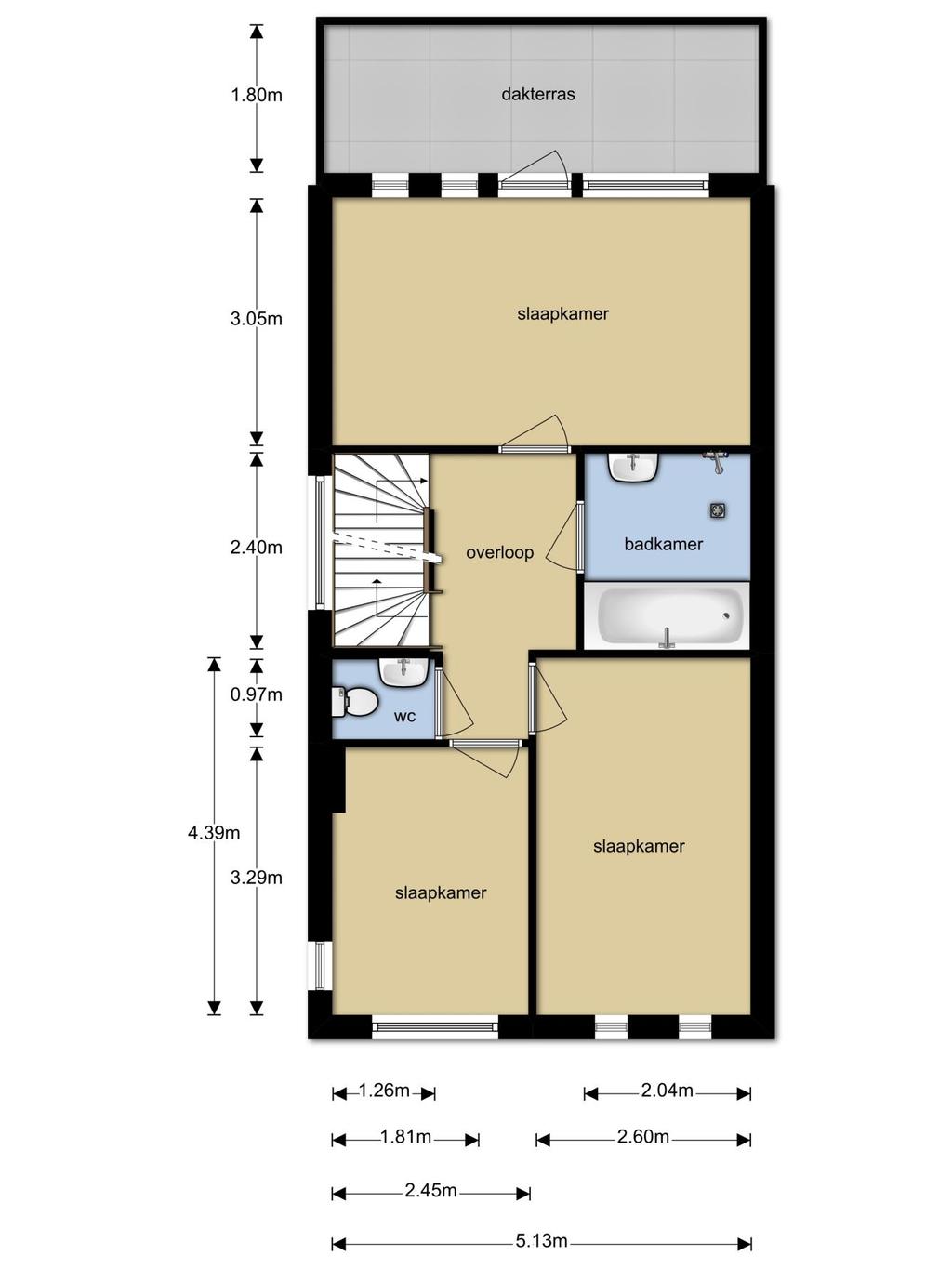 Plattegrond eerste verdieping Makelaar: