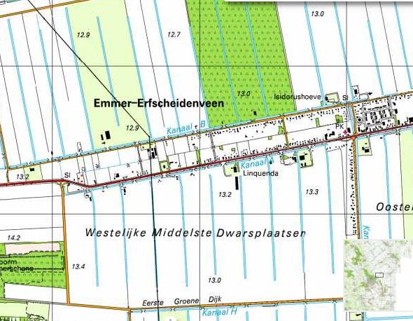 Figuur 10: uitsnede topografische atlas Drenthe Waterberging De gewenste extra bebouwing vindt plaats binnen een bestaand agrarisch bouwblok, waarvoor een wijzigingsbevoegd is opgenomen binnen het