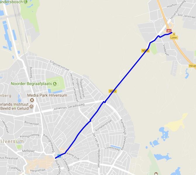 3. Hilversum-Laren 11 12 13 14 15 10 9 8 K1 7 6 5 4 1 2 3 Totale lengte fietspaden in tracé: 3,6 km Lengte fietspaden in eigendom