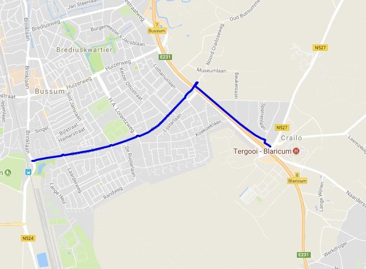 7. Crailo-Bussum Zuid 3 4 2 5 1 6 Totale lengte fietspaden in tracé: 3,7 km Lengte fietspaden in eigendom van provincie Noord-Holland: - Fietspaden 1. Amersfoortsestraatweg 2. Amersfoortsestraatweg 3.