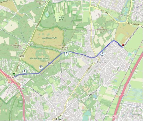 22. Crailo Huizen (Via Bergweg) Totale lengte fietspaden in tracé: 3,9 km Lengte