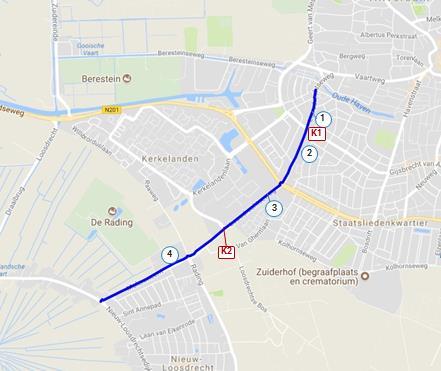 2. Hilversum-Nieuw Loosdrecht Totale lengte fietspaden in tracé: 2,8 km Lengte fietspaden in eigendom van provincie Noord-Holland: -
