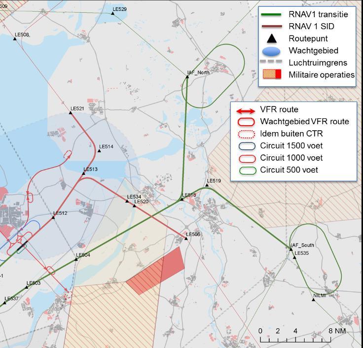 wachtgebieden bij de IAF Noord (Steenwijkerland) en IAF Zuid (Lemelerveld) te vervangen door een enkel wachtgebied boven het vliegveld Lelystad, in lijn met de situatie bij de luchthaven Eindhoven,