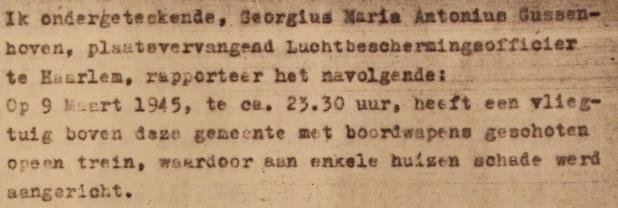 Figuur 96: Uitsnede uit het rapport van de Haarlemse luchtbeschermingsdienst (Bron: NHA, Toegang 1539). De locaties waar de schade was ontstaan, is weergegeven in Figuur 97.
