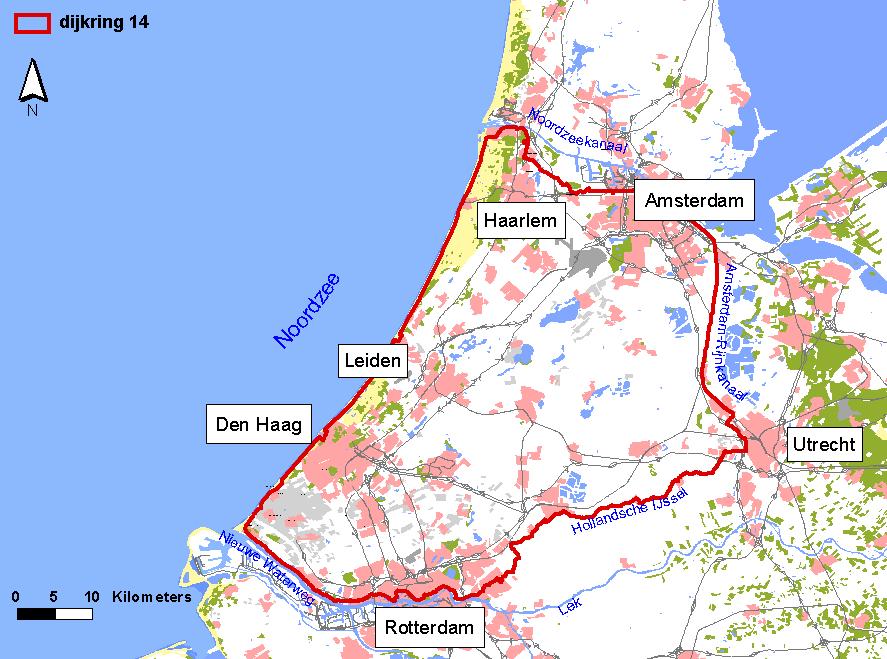 T2513 augustus 2008 Noordzee ten zuiden van Den Haag & Nieuwe Waterweg Noordzee ten noorden van Den Haag Lek ter hoogte van dijkring 15 Nederrijn-Lek ter hoogte van dijkring 44 Figuur 4.