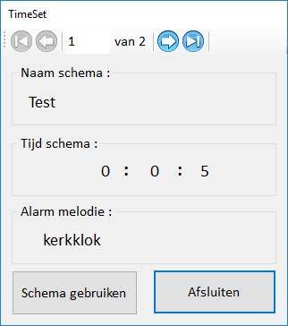 Tijdschema kiezen Klik op Tijdschema, Tijdschema kiezen. In dit scherm kun je kiezen welk schema je nu wil gebruiken. Bovenin (in de rode cirkel) zie je 1 van 2.