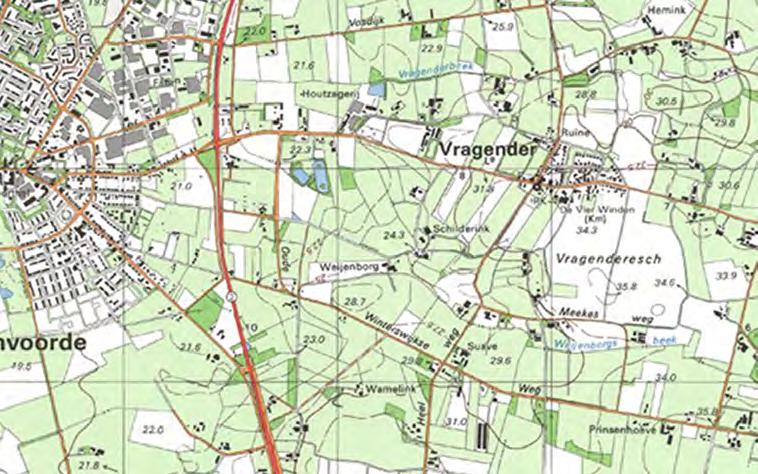 Ligging en Landschap De locatie ligt aan de zuid/west kant van de grote Vragender es en staat op topografische kaarten aangeduid met Weijenborg.