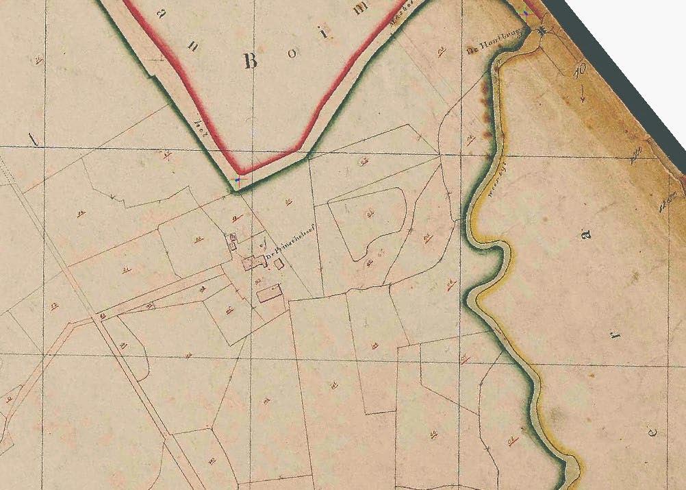Ligging van de omgrachte hoeve Ten Houte Huidige Prinsenhoef Aa of Weerijs Afb. 6 Kaart uit 1832 van de omgeving Prinsenhoef.