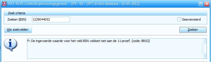 13.1.1 Zoeken op BSN bij SBV-Z Neem in het BSN-veld het BSN over uit het identiteitsdocument (WID) van de patiënt en klik op Zoeken Nu worden de gegevens van de patiënt opgehaald bij de SBV-Z en getoond.