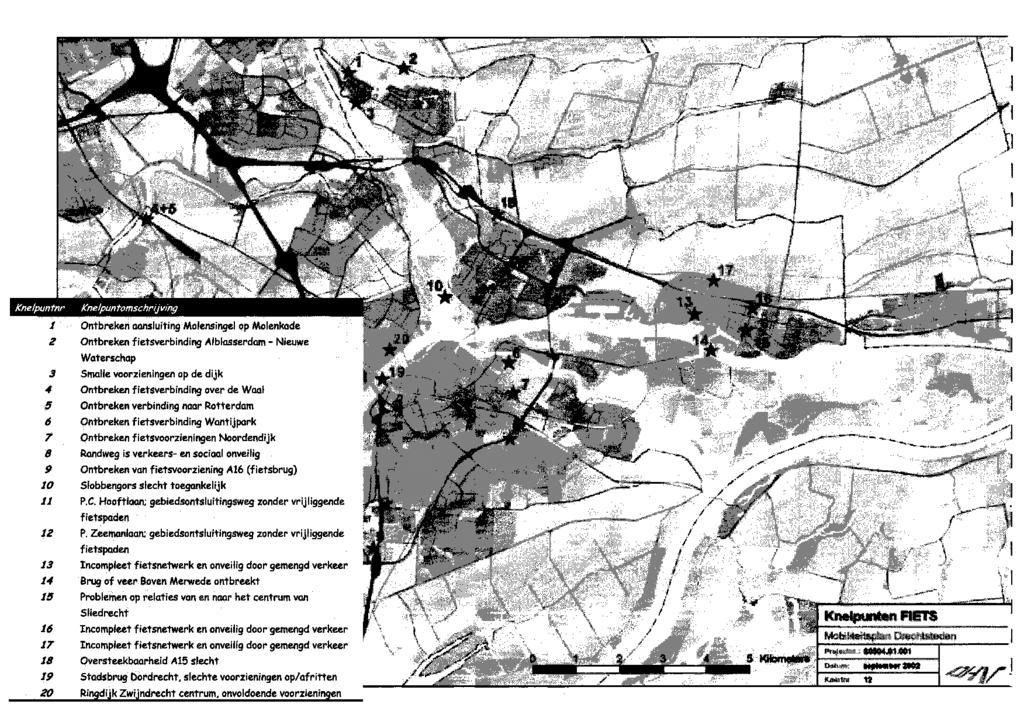 ÏÏit Knelpunftir KnetpuntornscHrijving 1 Ontbreken aansluiting Molensingel op Molenkade 2 Ontbreken f ietsverbinding Alblasserdam - Nieuwe Waterschap 3 Smalle voorzieningen op de dijk 4 Ontbreken f