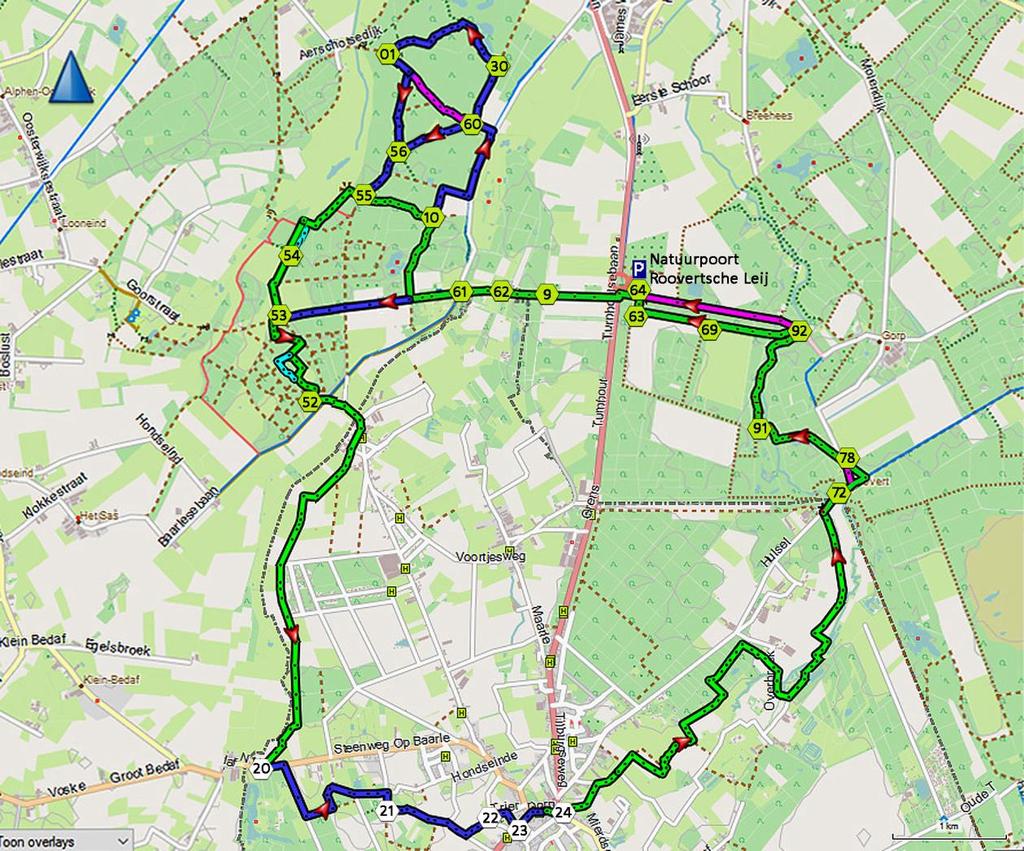 Traject aangepast naar de gewijzigde knooppunten op vraag van Staatsbosbeheer.