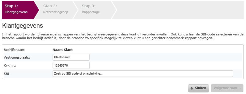 Er verschijnt een benchmarkset waarbij u ook nog een keuze kunt maken voor segmentatie op basis van rechtsvorm, regio of