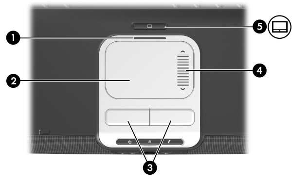 Onderdelen herkennen Touchpad Onderdeel Beschrijving 1 Touchpadlampje Aan: het touchpad is ingeschakeld. 2 Touchpad* Hiermee verplaatst u de aanwijzer.