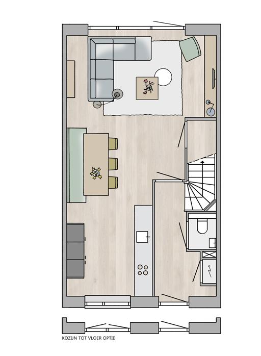 Type B. Tussenwoning Begane grond 2.92 m 5.