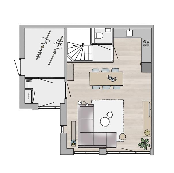 Type C. Rug-aan-rug hoekwoning Begane grond 2.29 m 7.