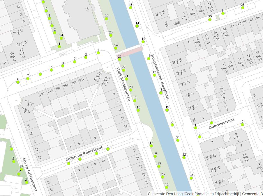 Tjerk Kloostralaan ter hoogte van HNR 170 Postcode;