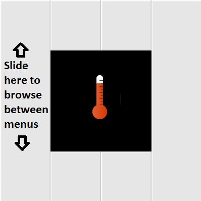 Per menu kunnen maximaal 10 uitgangen toegewezen worden. Binnen eenzelfde menu kan tussen deze uitgangen gekozen worden door op het linkse of rechtse vlak onder het scherm te duwen.