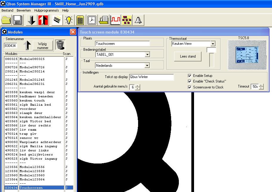 4.7 Aanraakscherm 5.8 configureren (TSC5.8) De TSC5.