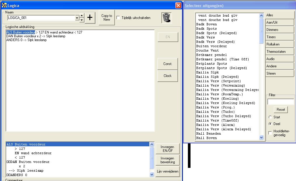 Automatisch krijgt u een paar logische regels met uitgangen die u hebt aangemaakt.