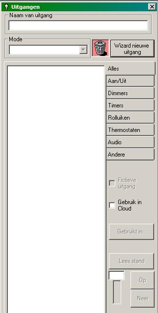 Voor meer details over het programmeren van modules, zie de informatie verderop in dit document (afdeling 4). 3.5 Uitgangen kiezen U kunt uitgangen (dimmer, aan/uit, druktoets, timer enz.