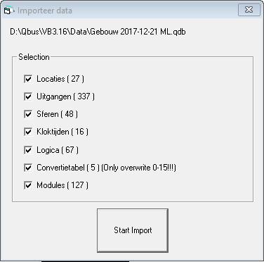 3.13 Importeren van een QDB Via het hoofdmenu Bestand / Importeer QDB is het mogelijk om een bestaande QDB in te voegen in de huidige database.