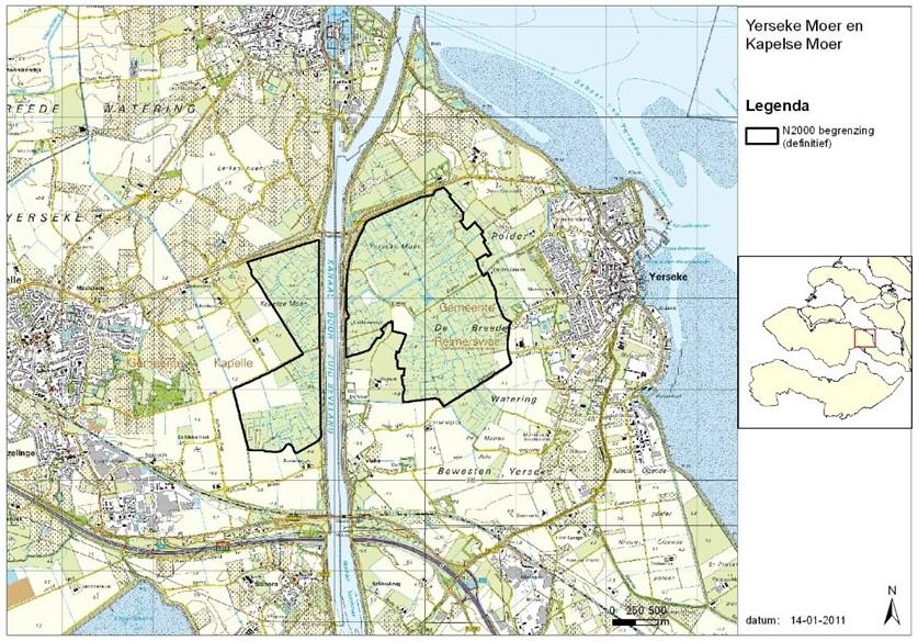 3. Karakteristiek van het gebied 3.1. Algemene beschrijving en ligging De Yerseke en Kapelse Moer behoren tot de oudste polderkernen van Zeeland die in de twaalfde eeuw al zijn bedijkt.