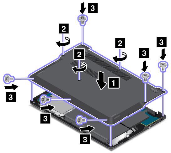 1. Ingebouwde batterij uitschakelen Zie Ingebouwde batterij uitschakelen op pagina 69. 2. Sluit het beeldscherm en keer de computer om. 3.