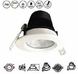 P48611063B Totale vermogen 7W 3000K Lumen 558lm Efficiëntie 77 IRC 80 Stralingshoek 38 80x61 mm Zaagmaat 72 mm Dimbaar nee IP 44 AC220-240V aluminium Branduren 30000-50000