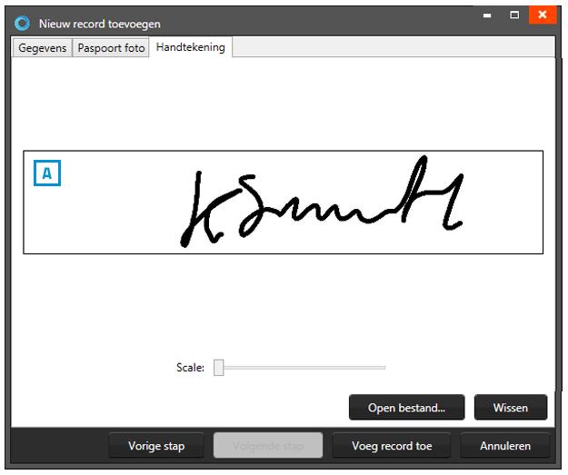 3. Handtekening Gebruik de handtekeningentablet om een handtekening toe te voegen aan