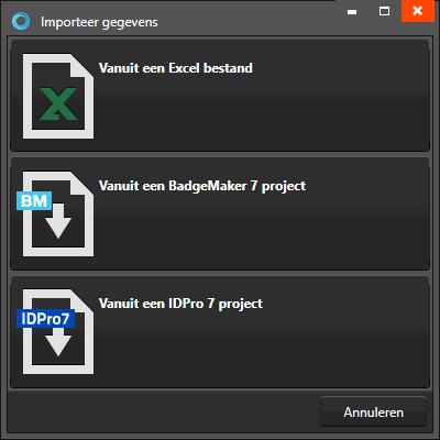 Klik op deze knop, zoek op uw computer en selecteer het Excel/CSV bestand dat u wilt gebruiken voor het creëren van een nieuw BadgeMaker project en selecteer het werkblad dat u wilt gebruiken van uw