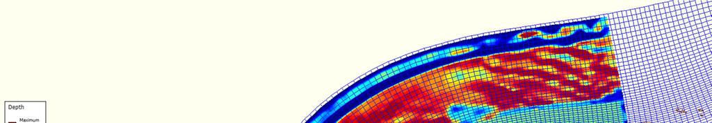 Figuur 3.5 Verschil in bodemligging gebruikt in de huidige studie ten opzichte van de MER-studie van 2011. Schaal verloopt van +1 (rood; dieper) naar -1 meter (blauw; ondieper).