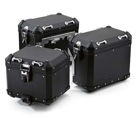 1 Aluminium koffers (44 l links, 36 l rechts) 2 (o) Aluminium koffers (44 l links, 36 l rechts) - Kofferdrager voor aluminium koffers - (o) Kofferdrager zwart voor aluminium koffers Binnentas voor