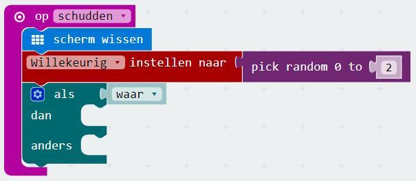 9 De volgende stap is het toevoegen van een selectie met behulp van het als dan anders blok. Sleep het onder het willekeurig blok.