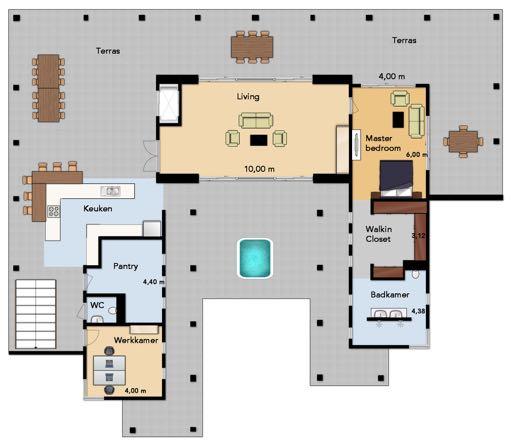 Plattegrond gastenhuis Aan deze