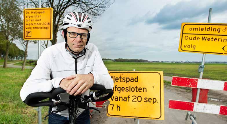 Fietspad een jaar lang afgesloten Van de regen in de drup Oog voor de natuur Op je fiets naar het werk, voor mensen die in de drukke randstad dagelijks in de file staan een droom.