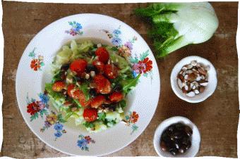 Hoofdgerecht Gestoofde venkel met rozemarijnpuree, cherry tomaatjes, olijfjes, rucola en amandelen In de Krat Aardappelen (g) Venkel (stuk(s)) Cherrytomaatjes (bakje(s)) Amandelen (g) Olijven (g)