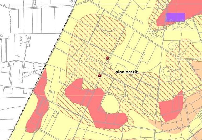 Figuur 11: Uitsnede beleidskaart - Nota Archeologie - gemeente Zundert Archeologisch waardevol gebied 6: Verwachtingswaarde archeologie middelhoog voor Paleolithische tot Neolithische