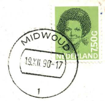 MIDWOLDA (Hoofdweg 110) Provincie Groningen MIDWOLDA 1 Het cilinderbalkstempel was verstrekt op 22 maart 1978 en in maart 1984 nog in gebruik.