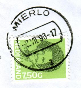 Status 2007 : Postagent Nieuwe Stijl (PNS) (na 2007 : Opgeheven) MIERLO 1 Het openbalkstempel was verzonden in september 1970